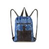 BeeGreen Black Drawstring Backpack Bag blue