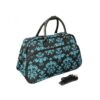 World Traveler Womens Carry on Shoulder Tote Duffel Bag balck blue damask